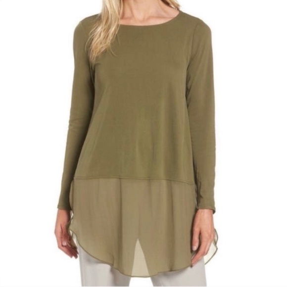 Eileen Fisher Tops - Eileen Fisher Silk Bateau Tunic in Olive Green. Size Medium